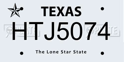 HTJ5074 Texas License Plate