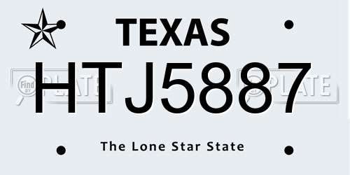 HTJ5887 Texas License Plate