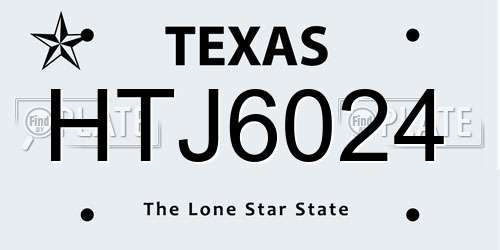 HTJ6024 Texas License Plate