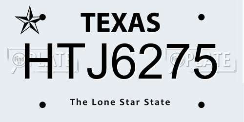HTJ6275 Texas License Plate