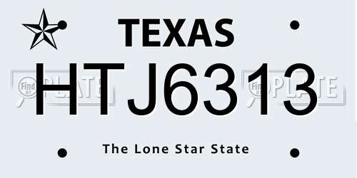 HTJ6313 Texas License Plate
