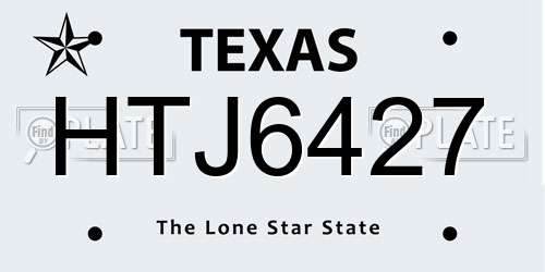 HTJ6427 Texas License Plate
