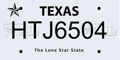 HTJ6504 Texas License Plate