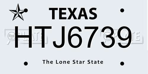 HTJ6739 Texas License Plate