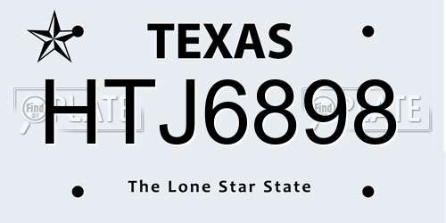 HTJ6898 Texas License Plate