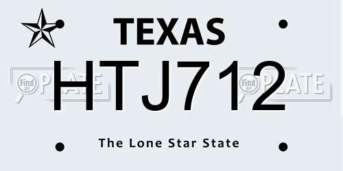 HTJ712 Texas License Plate