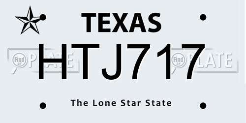 HTJ717 Texas License Plate