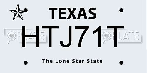 HTJ71T Texas License Plate
