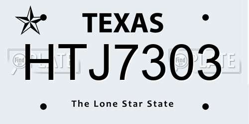 HTJ7303 Texas License Plate