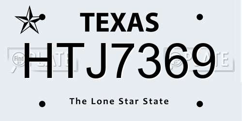 HTJ7369 Texas License Plate