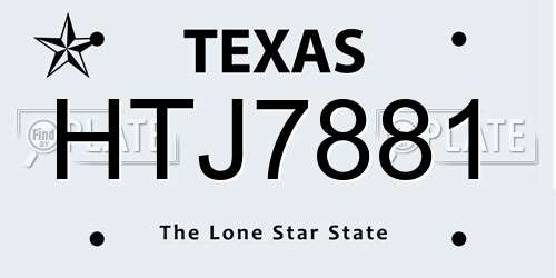 HTJ7881 Texas License Plate