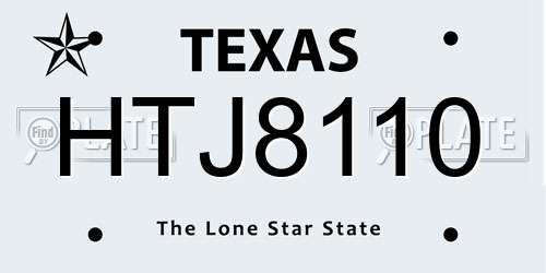 HTJ8110 Texas License Plate
