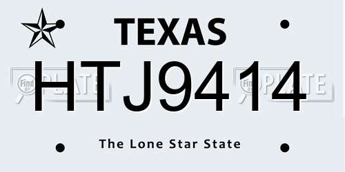 HTJ9414 Texas License Plate