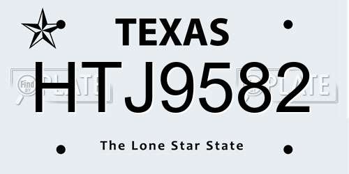 HTJ9582 Texas License Plate