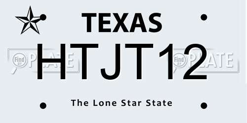 HTJT12 Texas License Plate