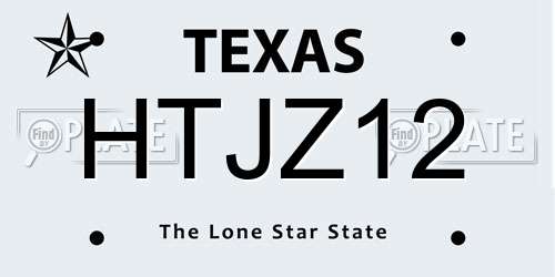 HTJZ12 Texas License Plate
