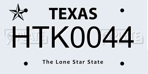 HTK0044 Texas License Plate