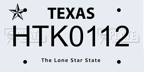 HTK0112 Texas License Plate