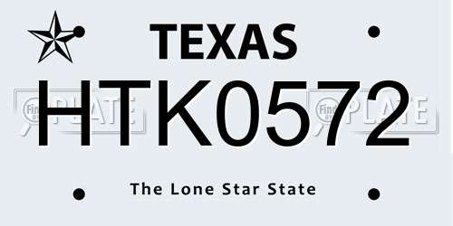 HTK0572 Texas License Plate