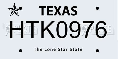 HTK0976 Texas License Plate