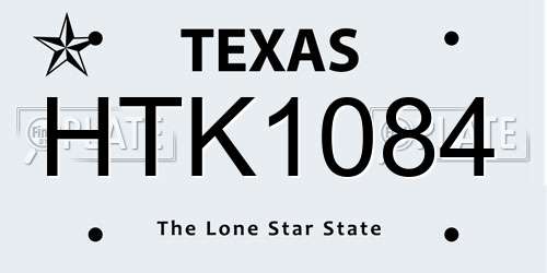 HTK1084 Texas License Plate