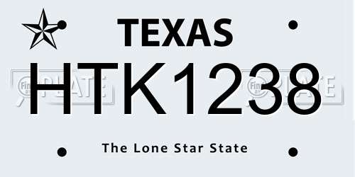 HTK1238 Texas License Plate