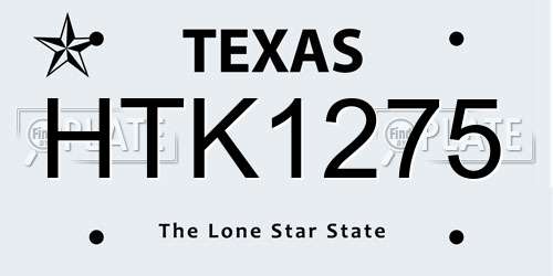 HTK1275 Texas License Plate