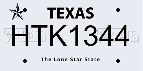 HTK1344 Texas License Plate