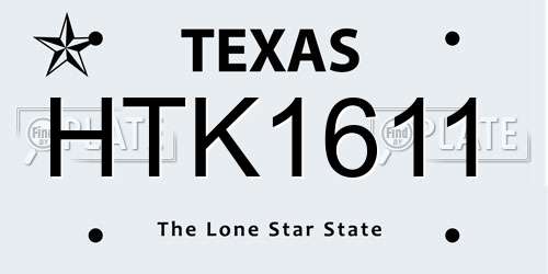 HTK1611 Texas License Plate