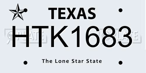 HTK1683 Texas License Plate