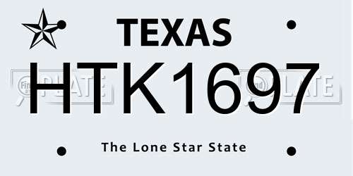 HTK1697 Texas License Plate