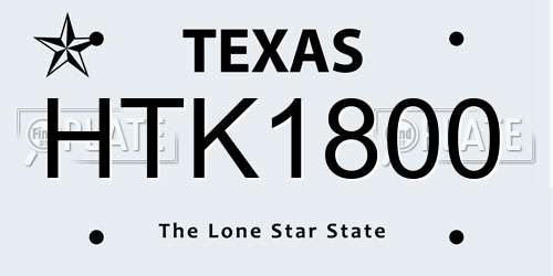 HTK1800 Texas License Plate