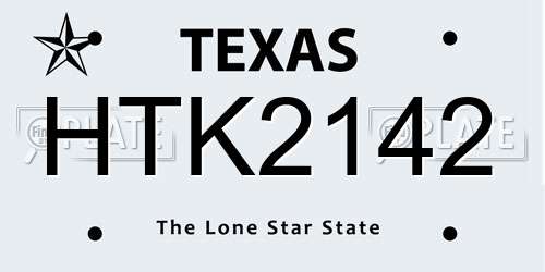 HTK2142 Texas License Plate