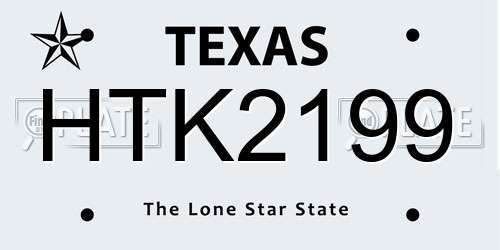 HTK2199 Texas License Plate