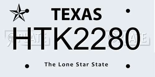 HTK2280 Texas License Plate