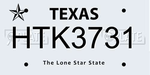 HTK3731 Texas License Plate