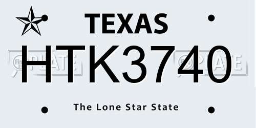 HTK3740 Texas License Plate