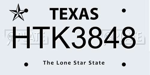 HTK3848 Texas License Plate