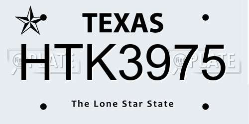 HTK3975 Texas License Plate