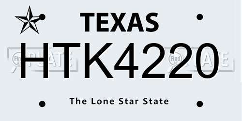 HTK4220 Texas License Plate