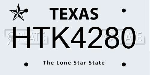 HTK4280 Texas License Plate