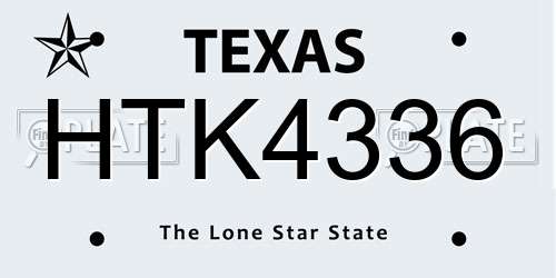 HTK4336 Texas License Plate