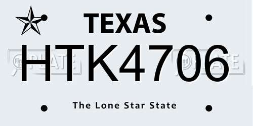 HTK4706 Texas License Plate