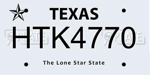 HTK4770 Texas License Plate