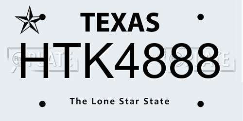 HTK4888 Texas License Plate
