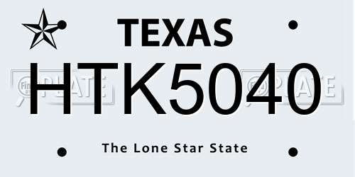 HTK5040 Texas License Plate