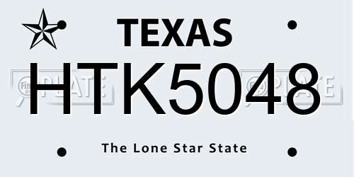 HTK5048 Texas License Plate