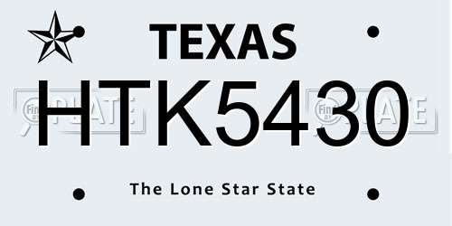 HTK5430 Texas License Plate