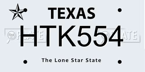 HTK554 Texas License Plate