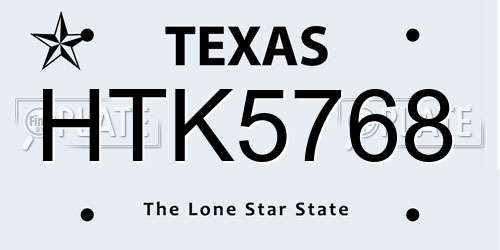HTK5768 Texas License Plate